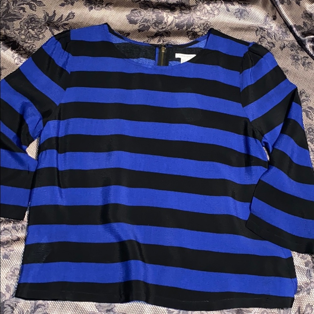 Forever 21 woven top 3/4 sleeve black/royal blue